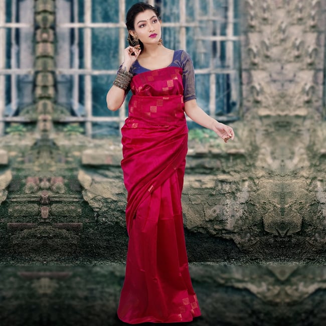 Pink Matka Silk Saree