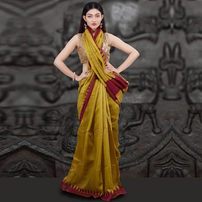 Mustard-Matka-Silk-Saree