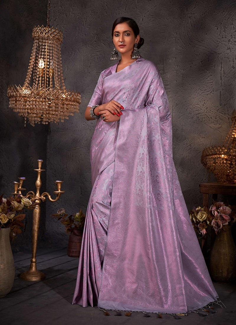 Kanjeevaram Silk Grey Colored Zari saree SASYA523