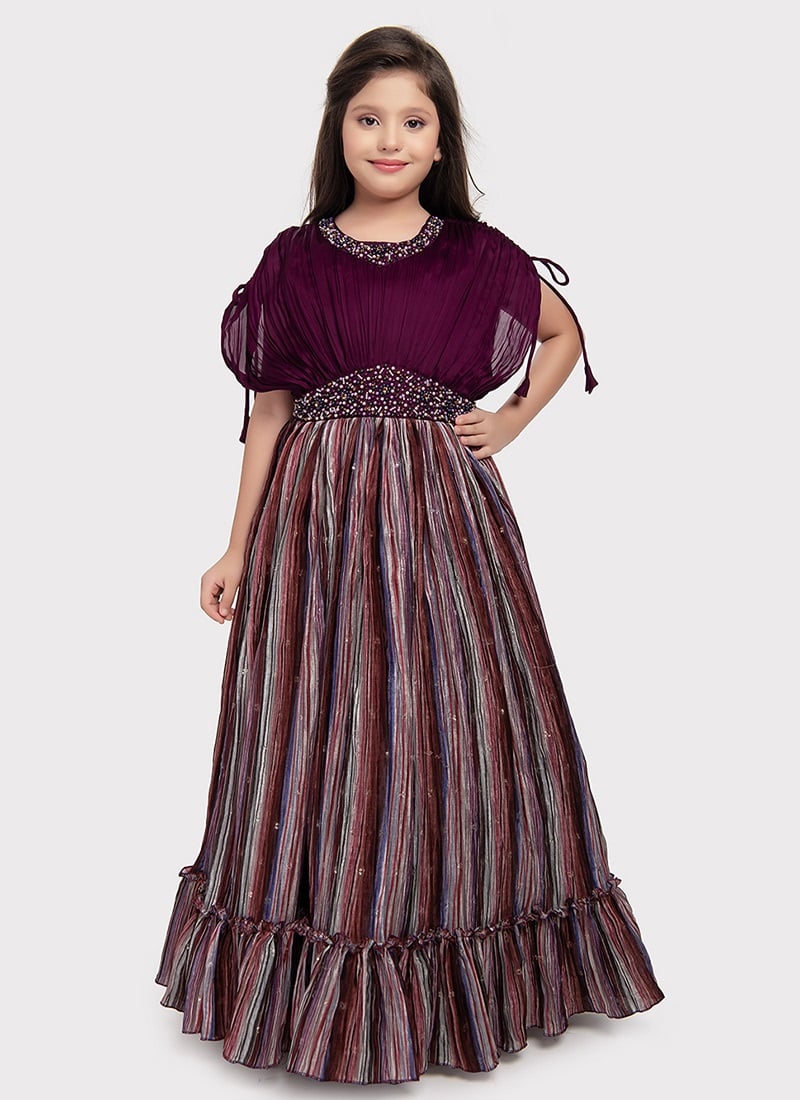 Maroon Georgette Dress Girl Kids