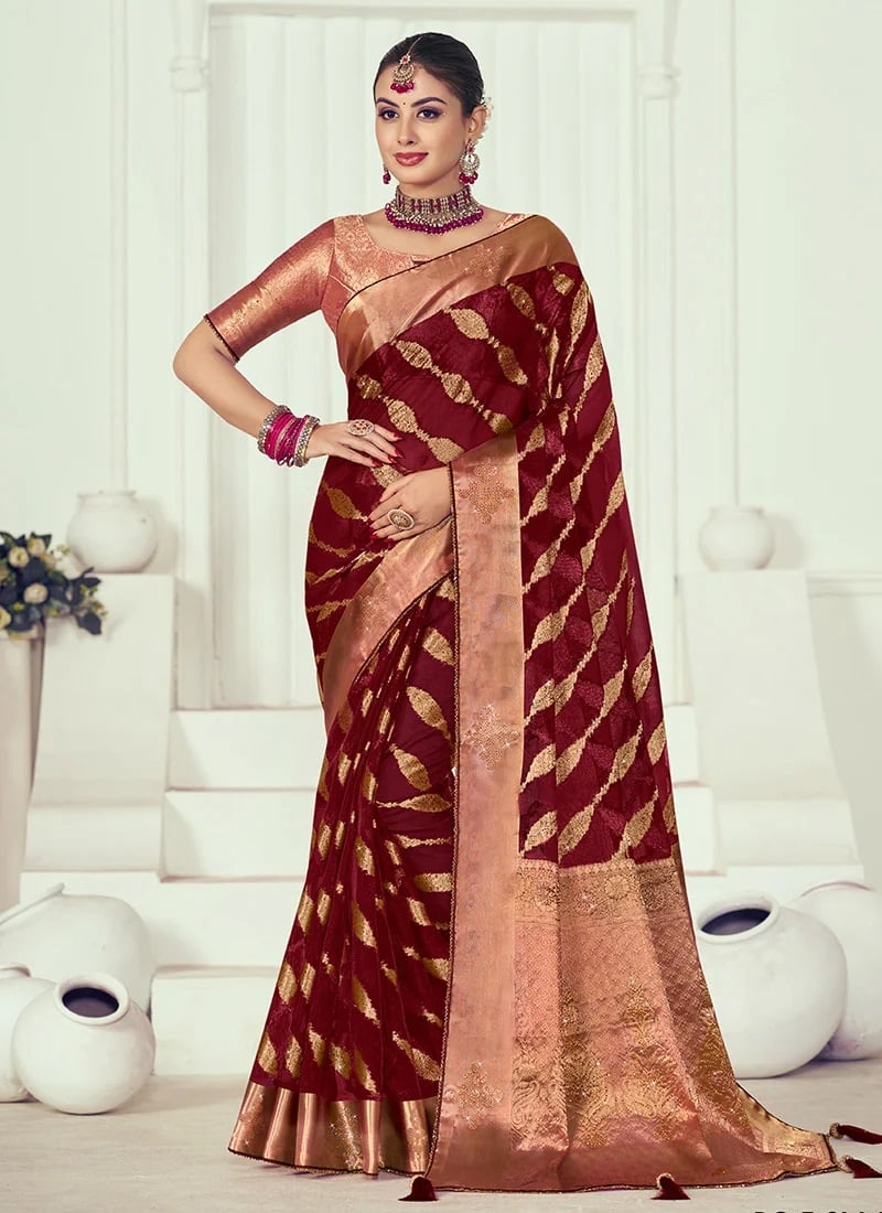 Organza Zari Saree Festive Wear