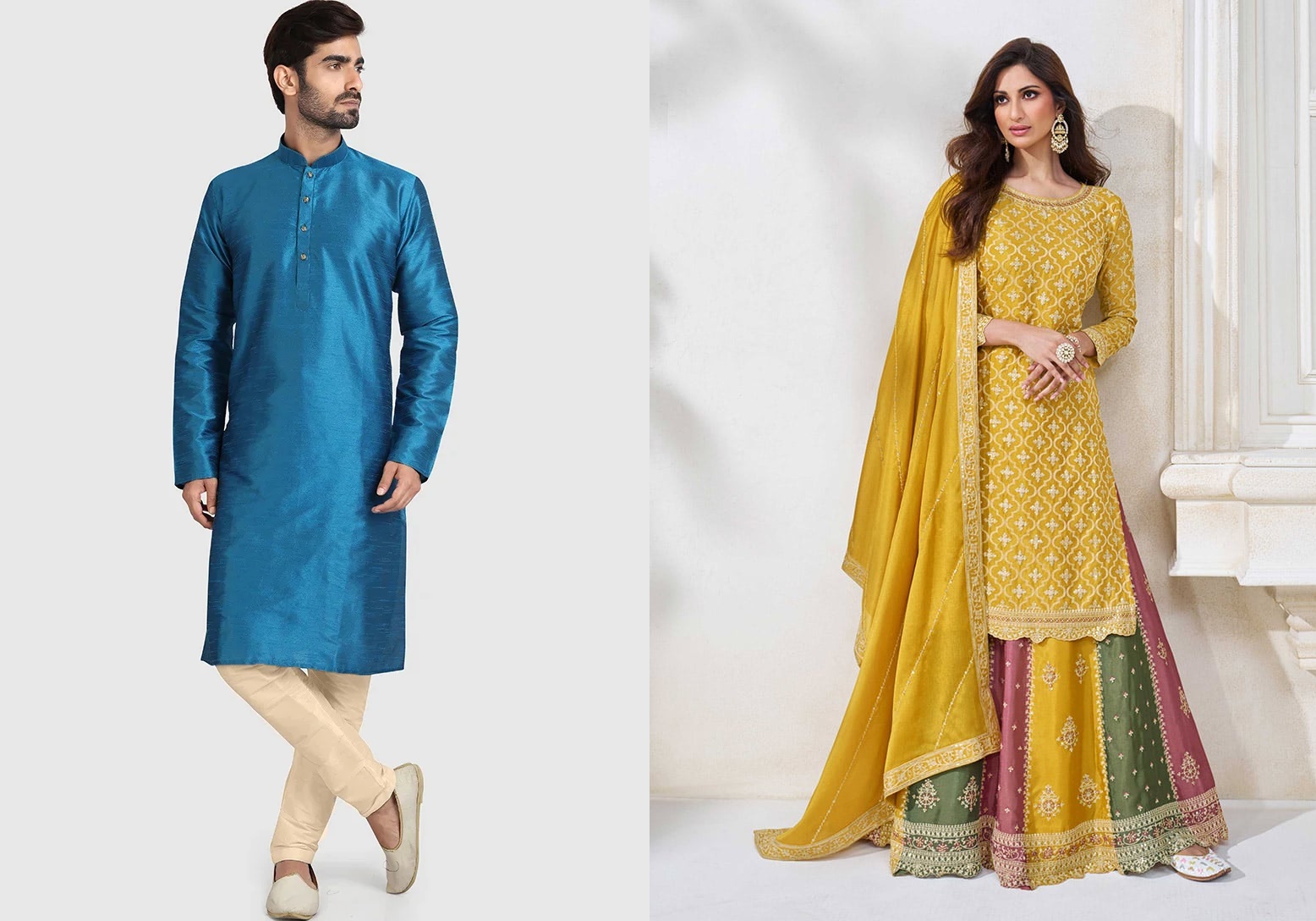 Blue Art Silk Kurta Pyjama Party Wear