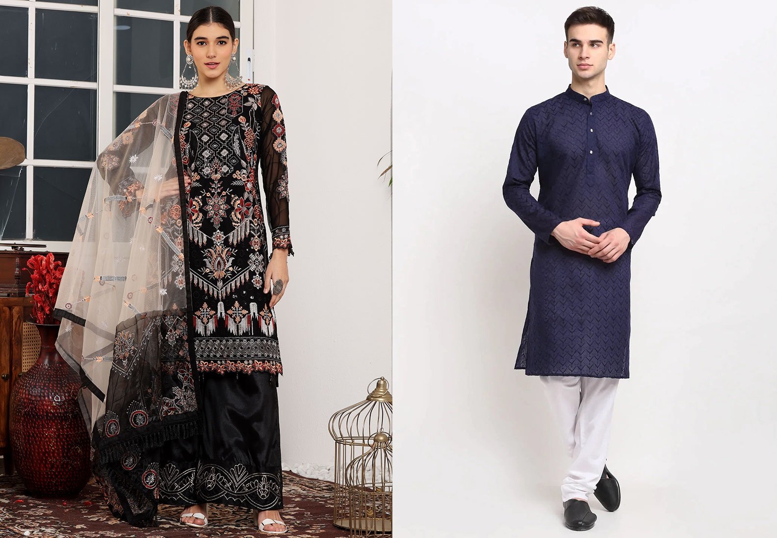  Rich Cotton Blend Chikankari Kurta Pyjama Party Wear