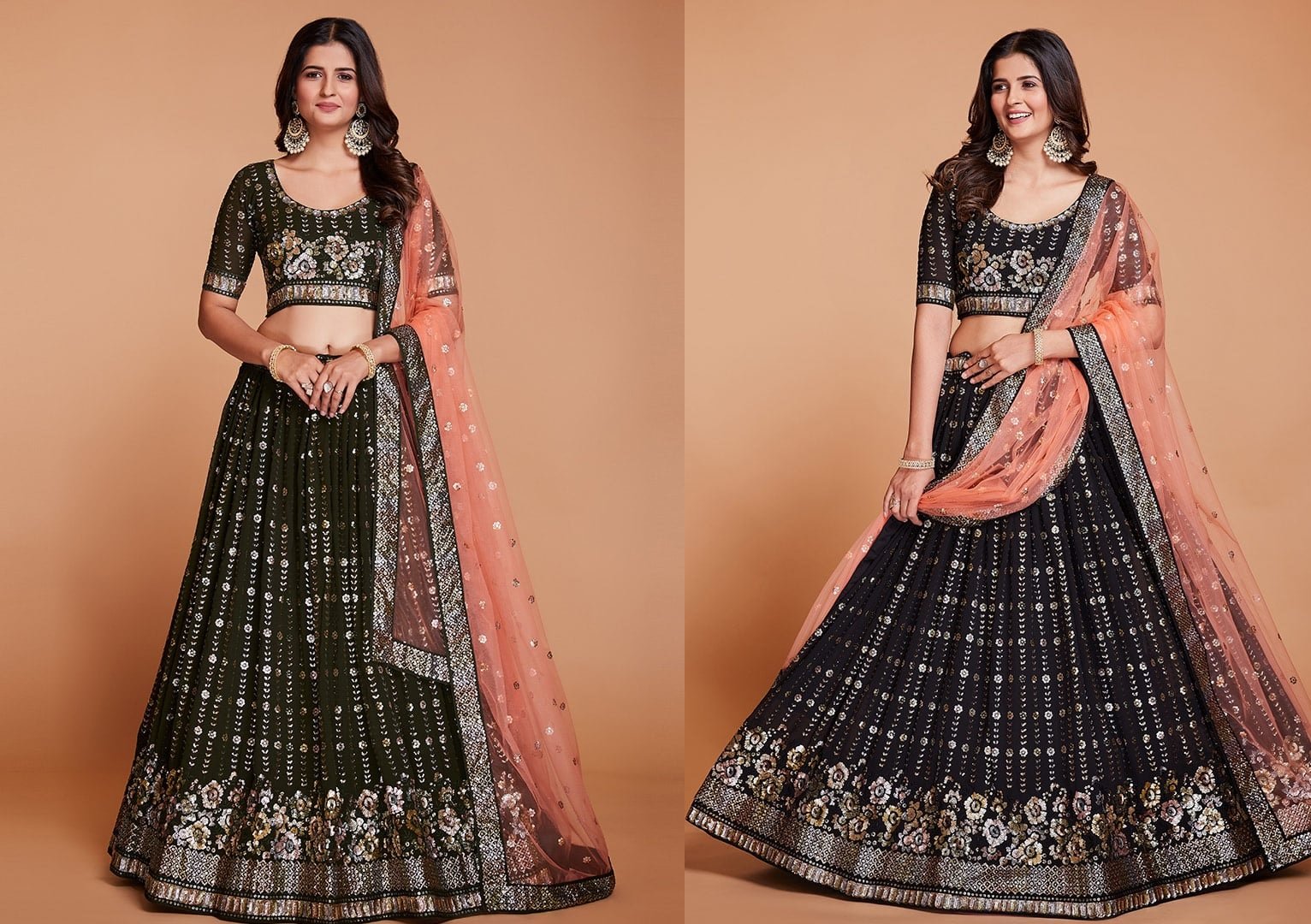 Black Faux Georgette Embroidered Umbrella Lehenga Party Wear