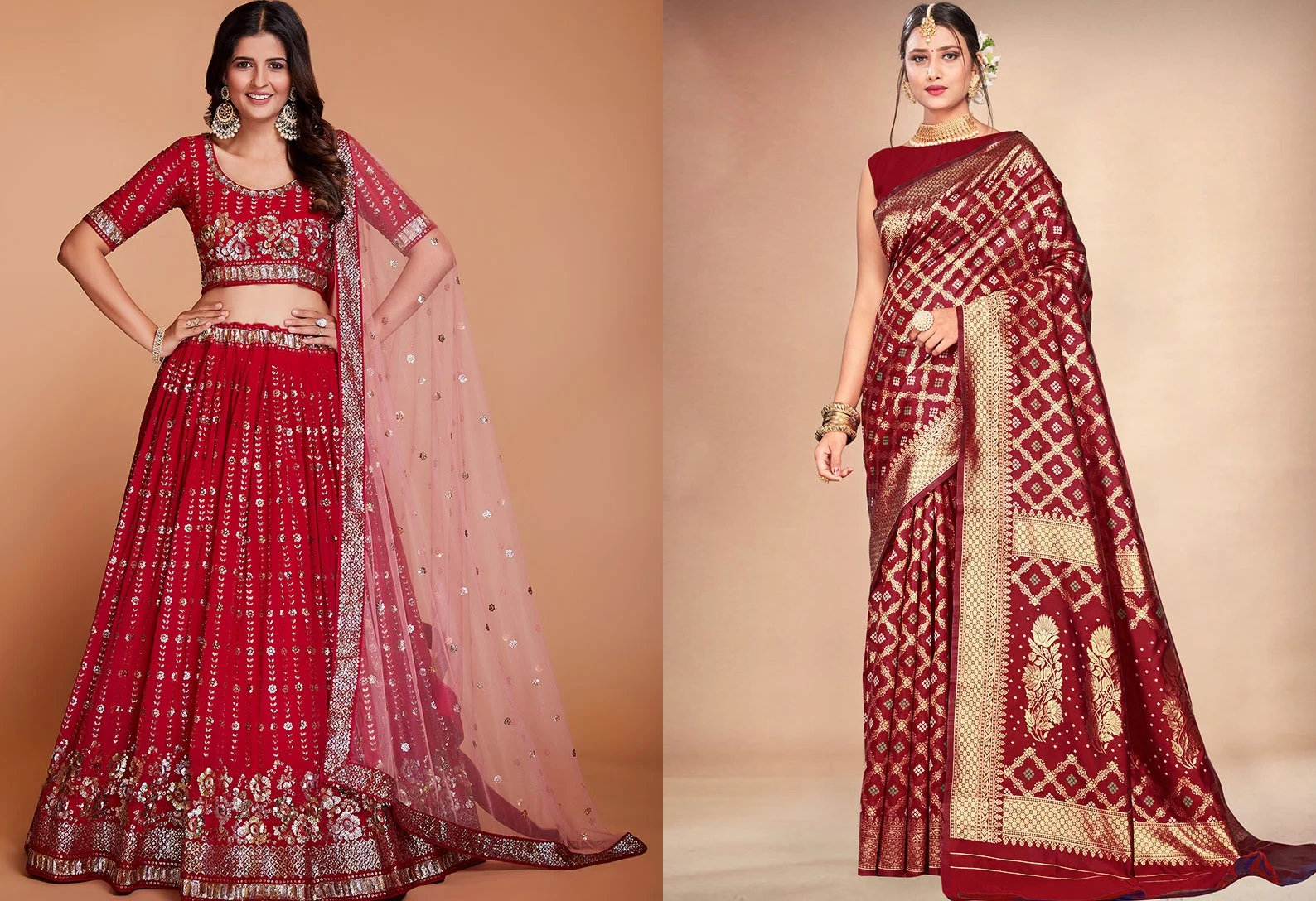 Maroon Benarasi Art Silk Saree Festive Wear