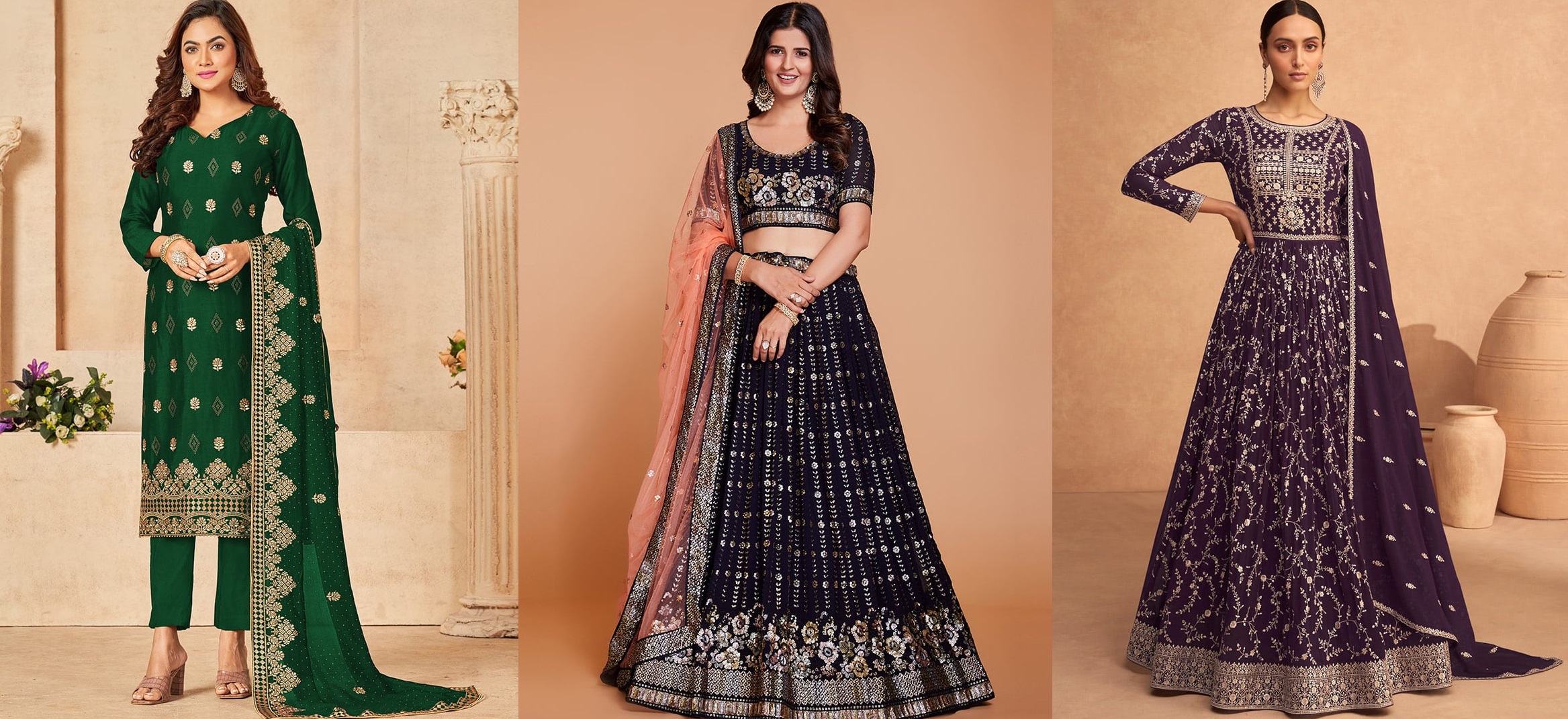 Purple Faux Georgette Embroidered Anarkali Suit Party Wear