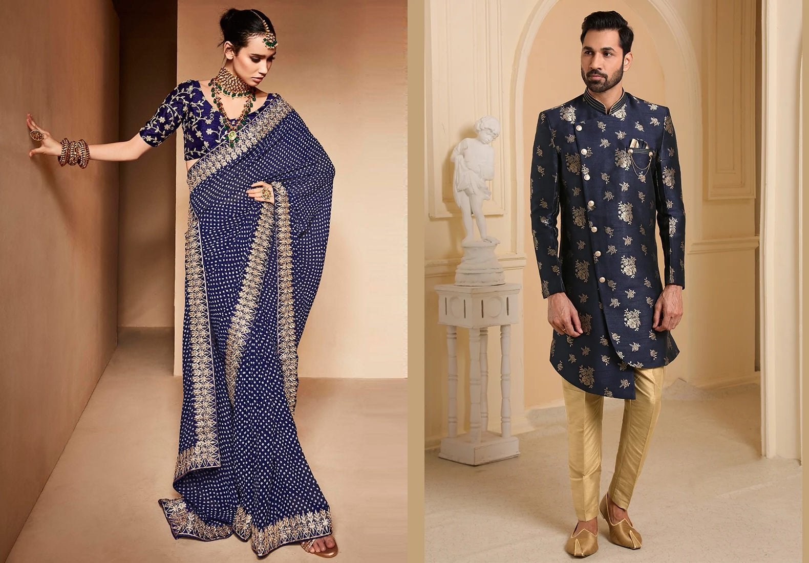 Blue Embroidered Printed Silk Saree Party Wear
