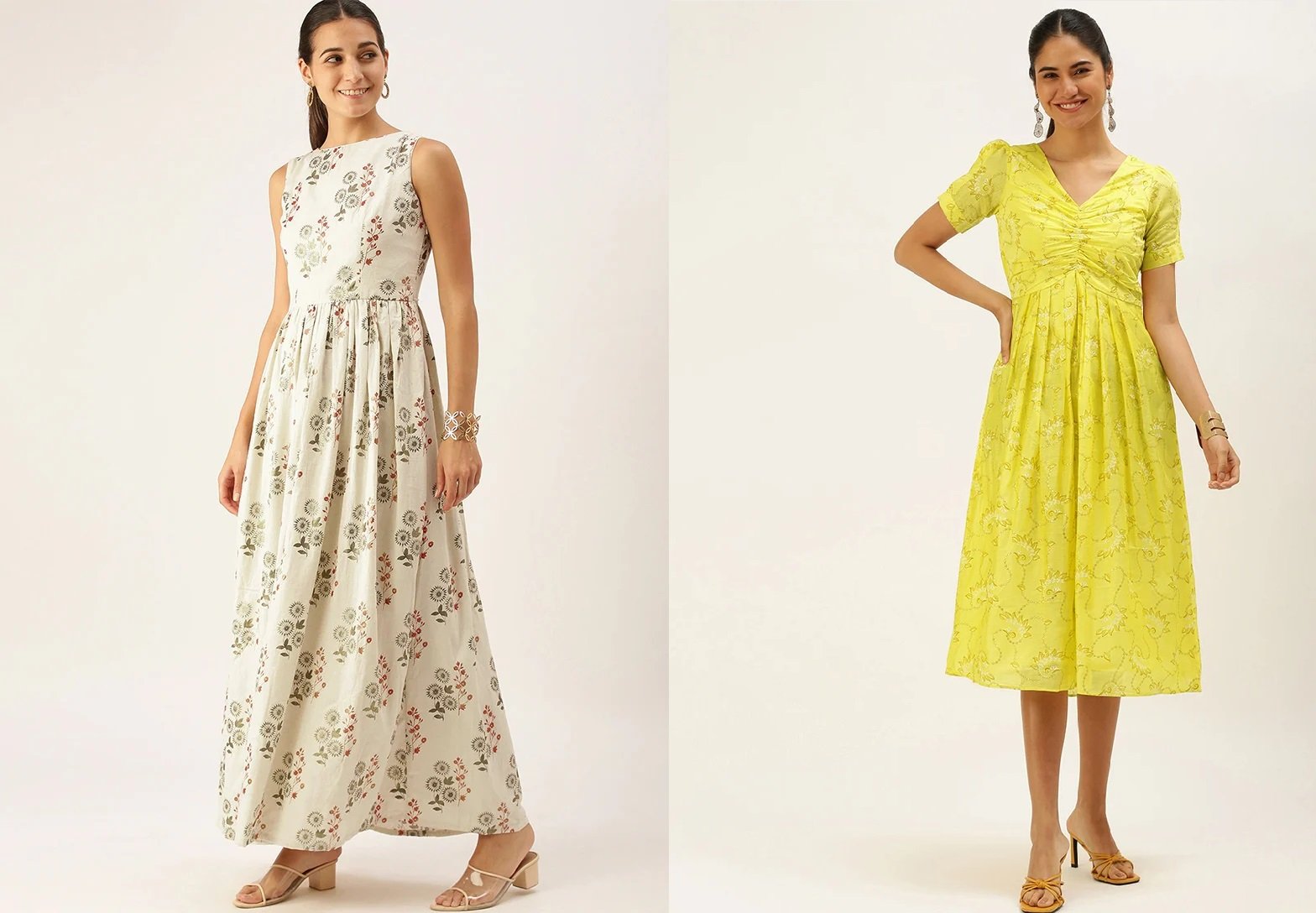 Cream Silk Cotton Ankle Length Dress After Six Wear