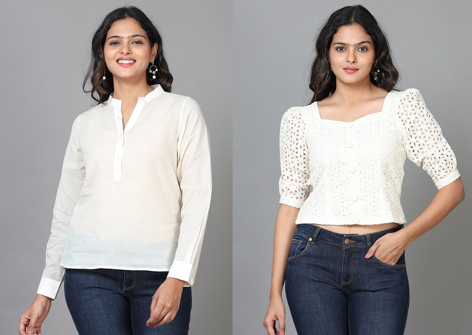 Cut Work Off White Cotton Tunic After Six Wear
