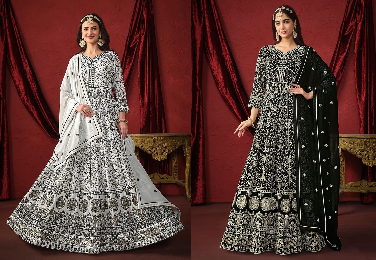 Black Georgette Embroidered Anarkali Suit Party Wear