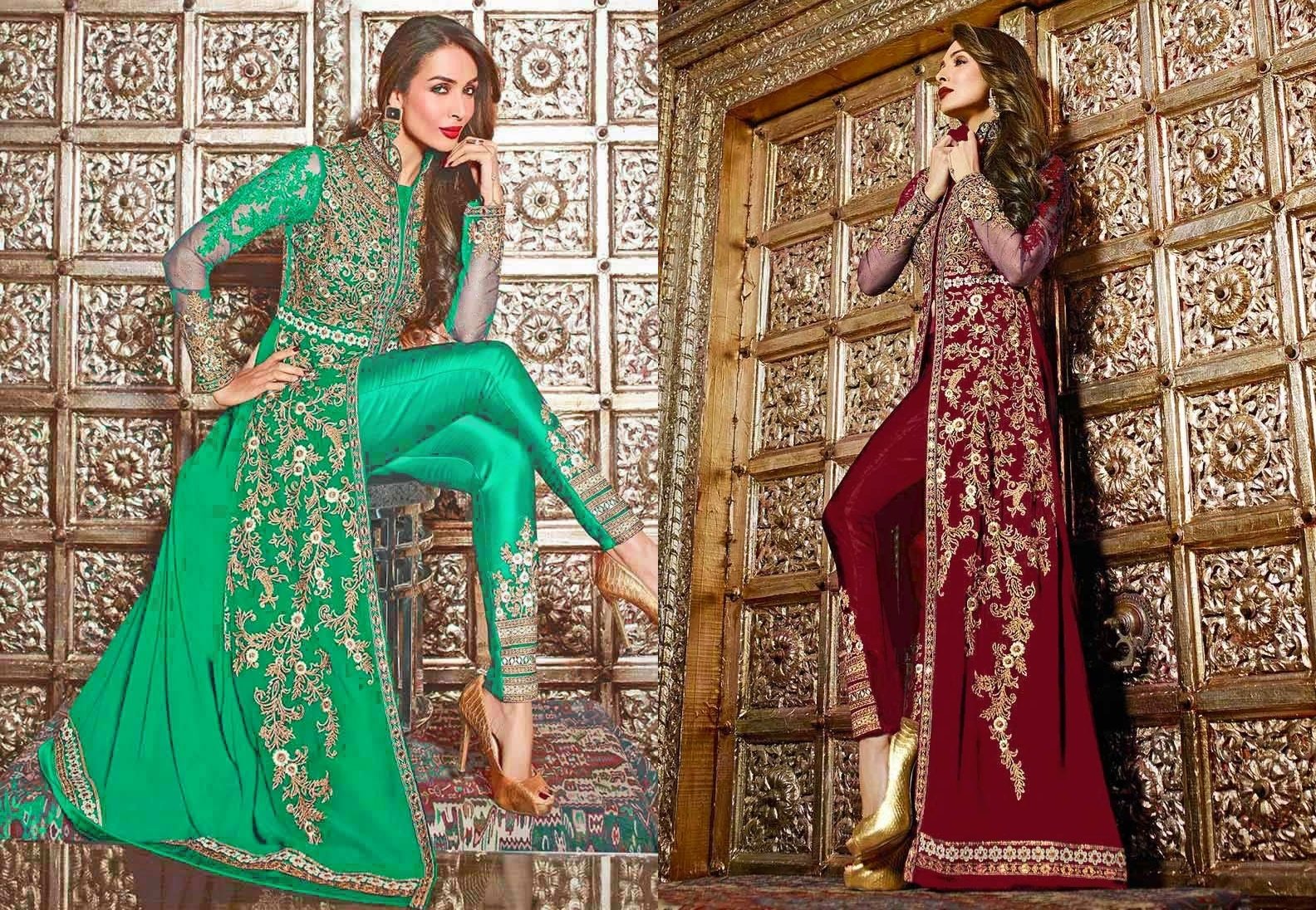 Malaika Arora Maroon Straight Pant Suit Wedding Wear