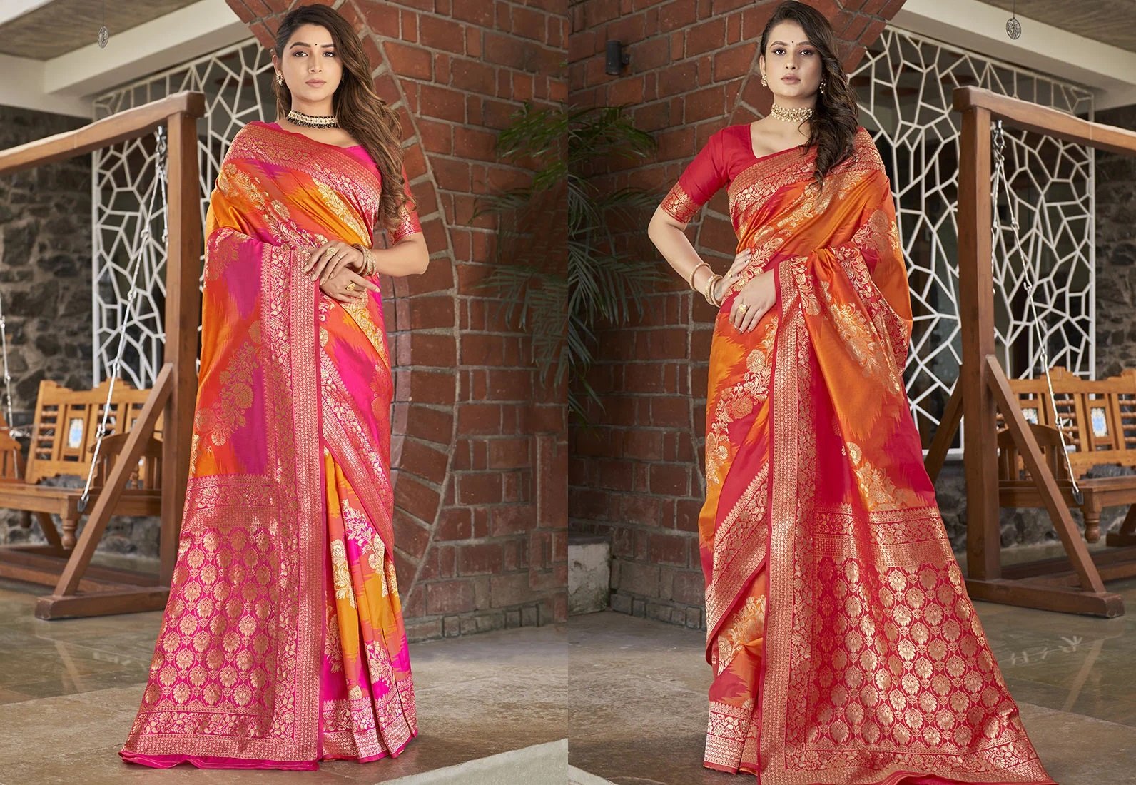 Sunlit Charm Yellow Silk Benarasi Saree Festive Wear