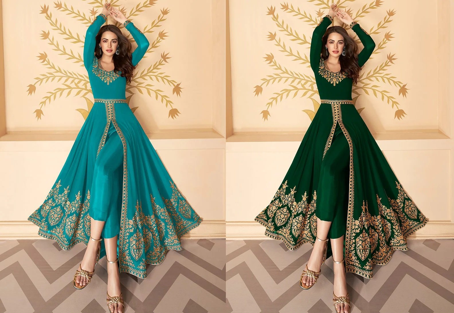 Green Georgette Anarkali Suit Party Wear