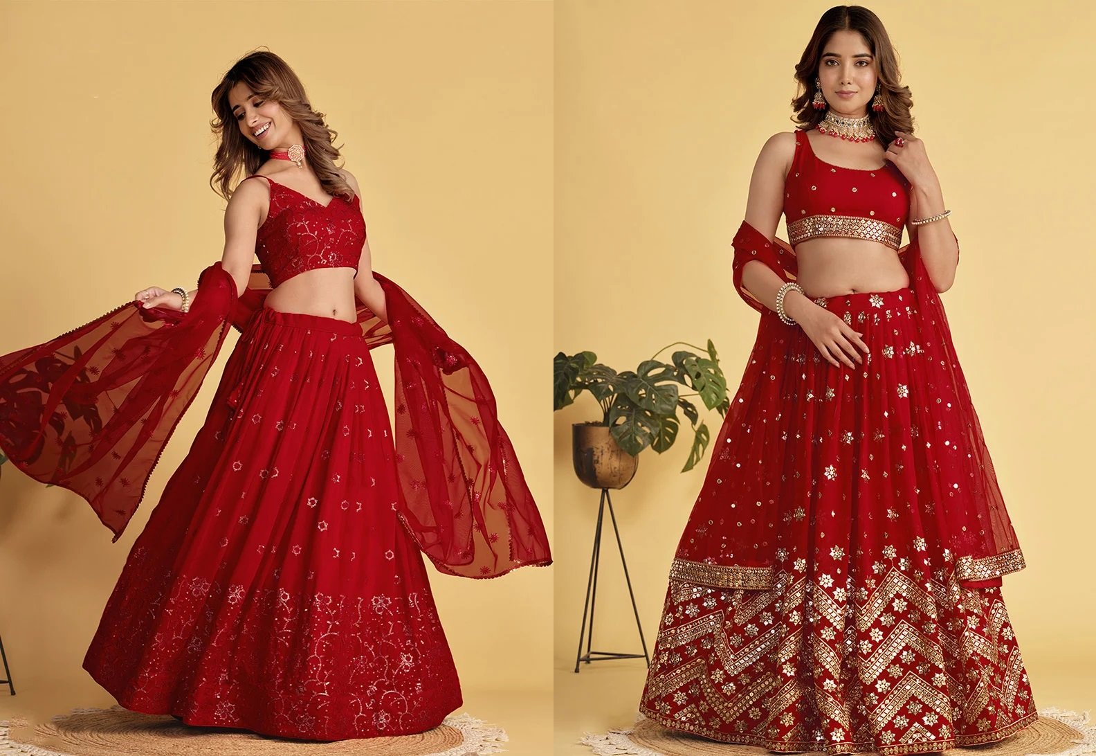 Classy Embroidered Sequins Umbrella Lehenga Party Wear