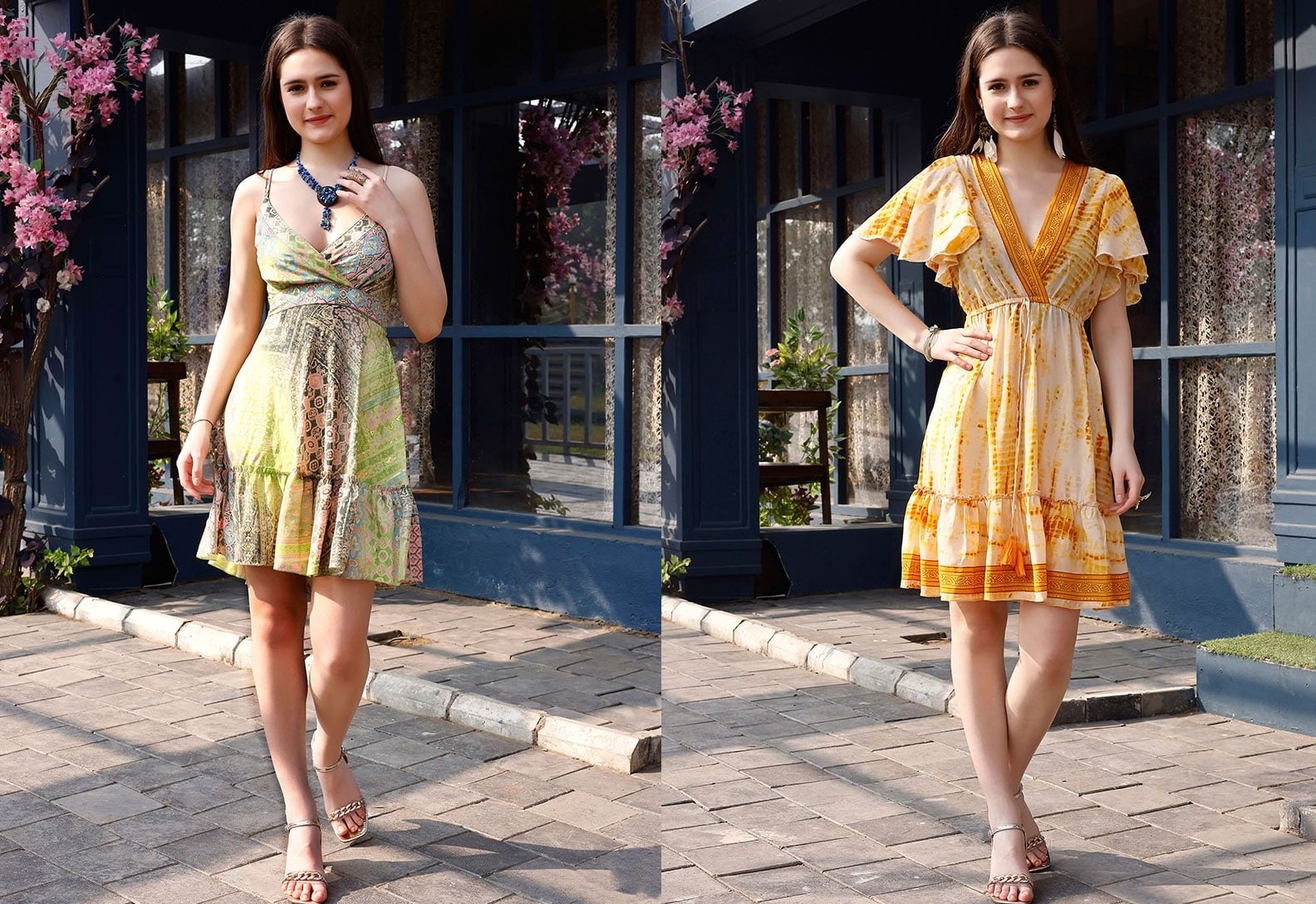 Romantic Faux Crepe Printed Wrap Dress After Six Wear