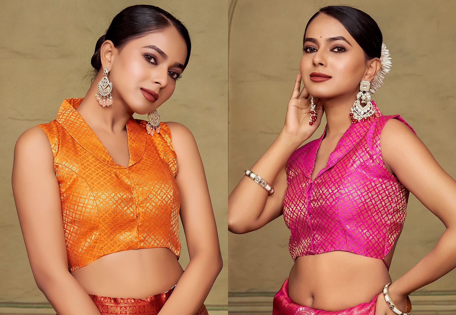 Pink Benarasi Silk Woven Jacquard Latest Lightweight Blouse Party Wear