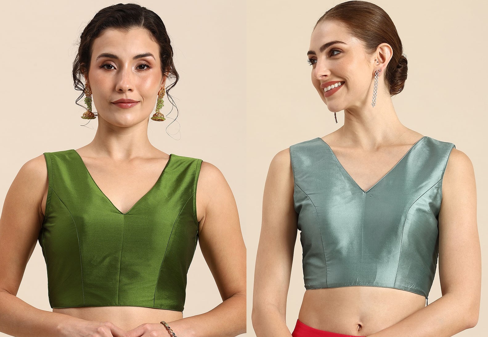 Wasabi Green Tafetta Blouse Work Wear