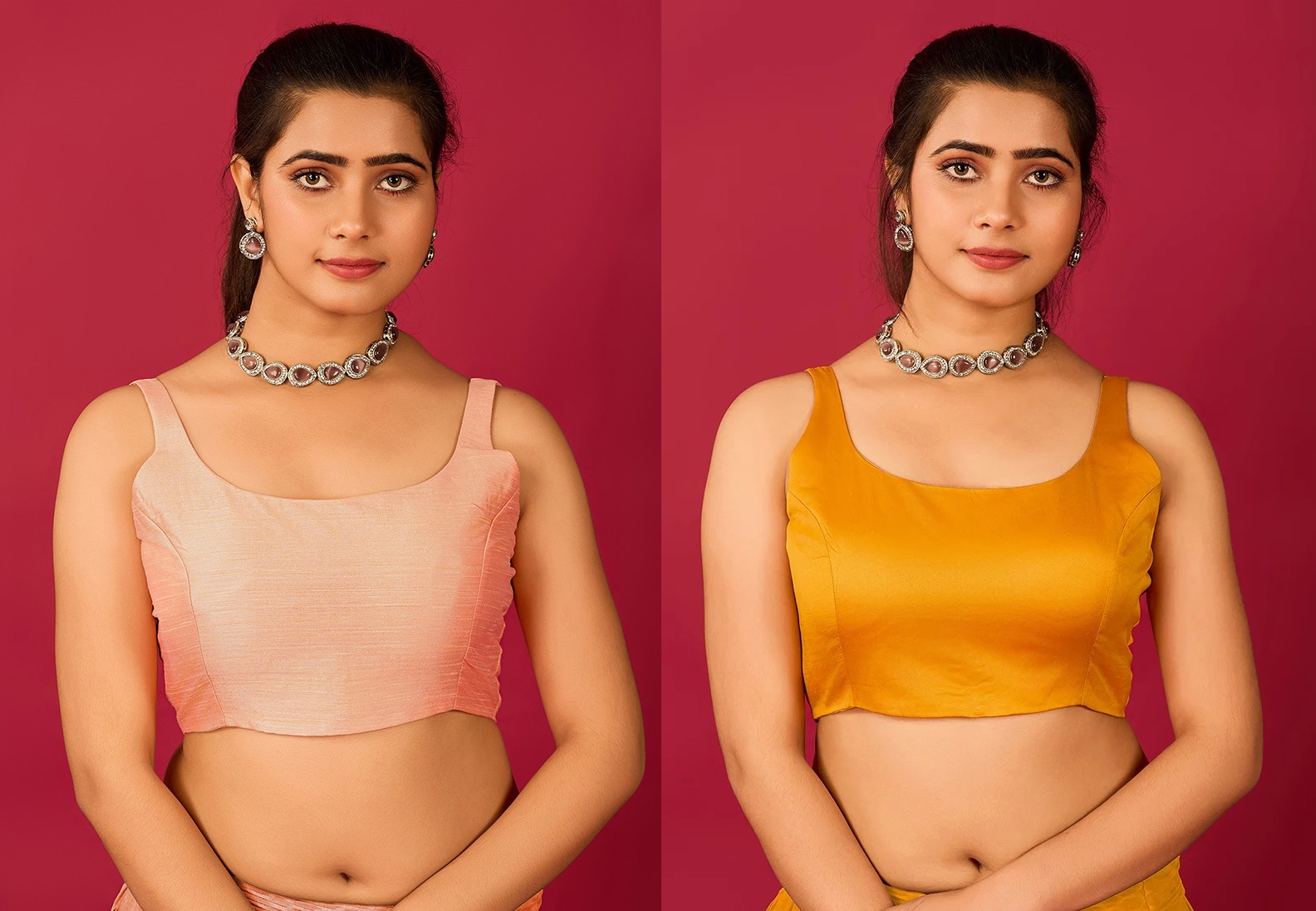 Mustard Modal Satin Padded Blouse After Six Wear
