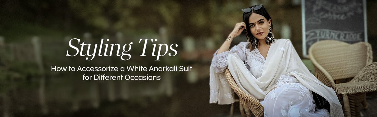 Elegant accessories for a white Anarkali suit, perfect for weddings, parties, or festive events