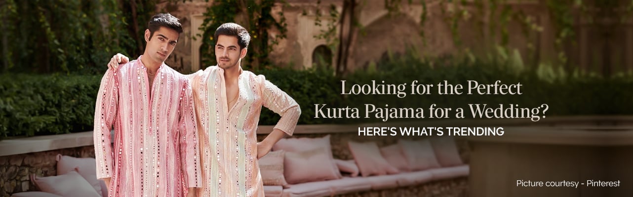 Trending kurta pajama styles for weddings showcasing elegant designs, vibrant colors, and modern ethnic fashion.