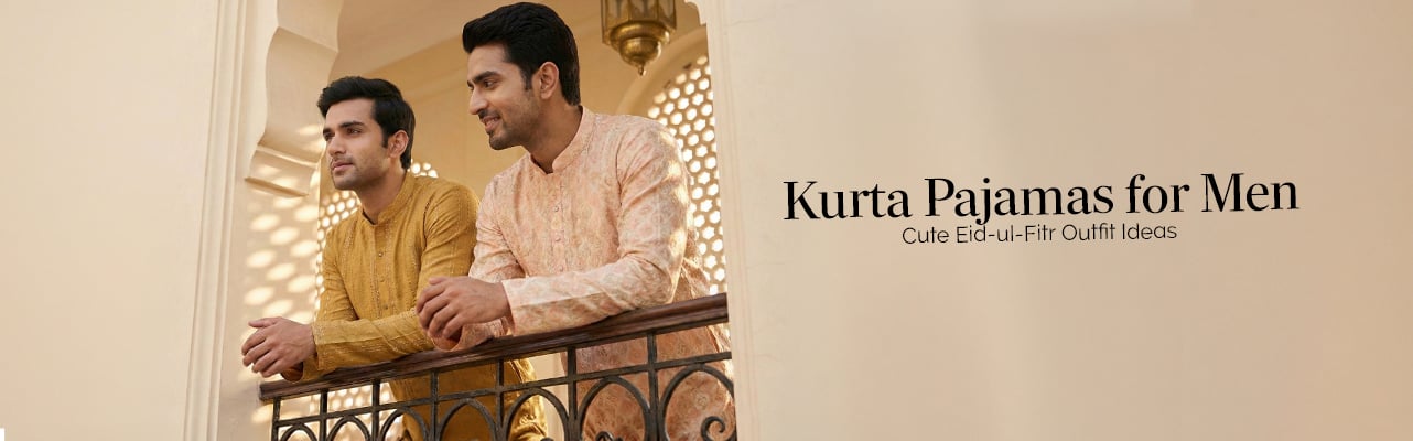 Stylish Kurta Pajama sets for men, perfect for Eid-ul-Fitr celebrations, combining tradition and comfort
