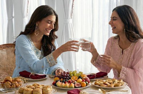 Festive, comfortable outfit styled modestly for joyful Eid Iftar celebration dinner gathering