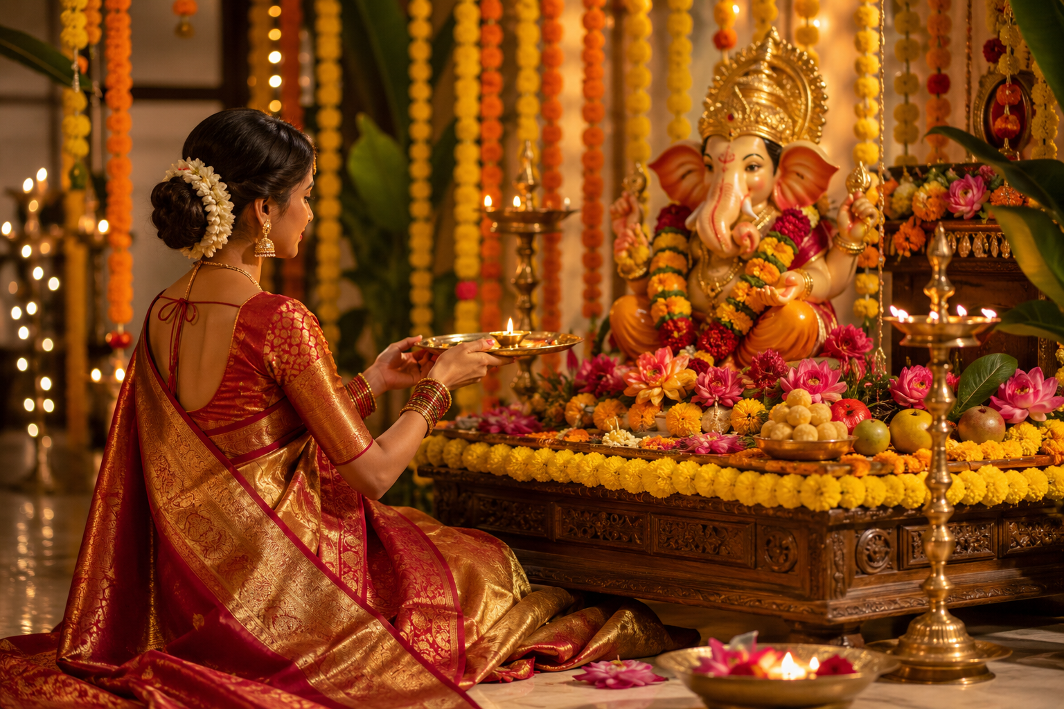 Perfect Ganesh Chaturthi Saree: Colours, Fabrics and Styling Ideas