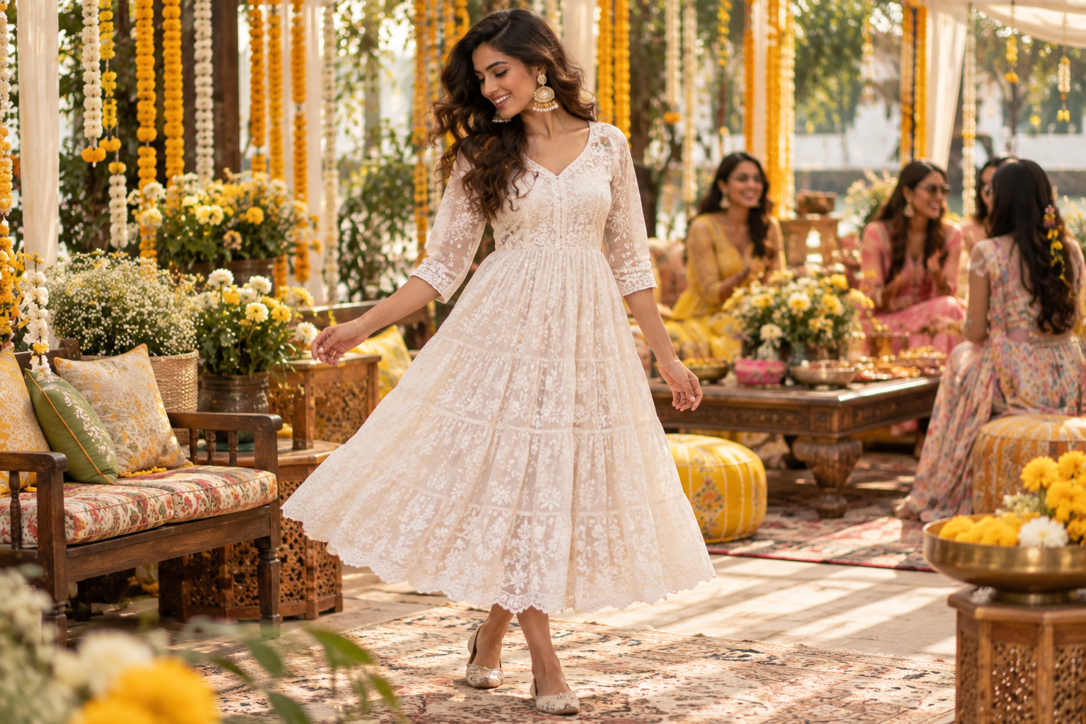 Chikankari Midi for Mehendi