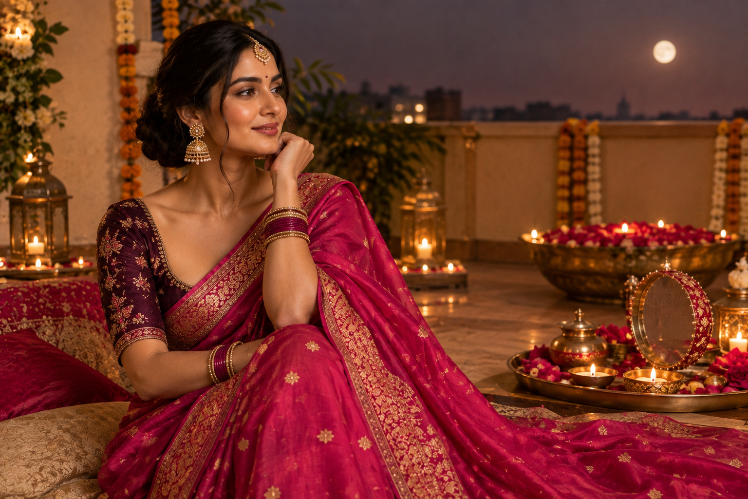 Pink saree