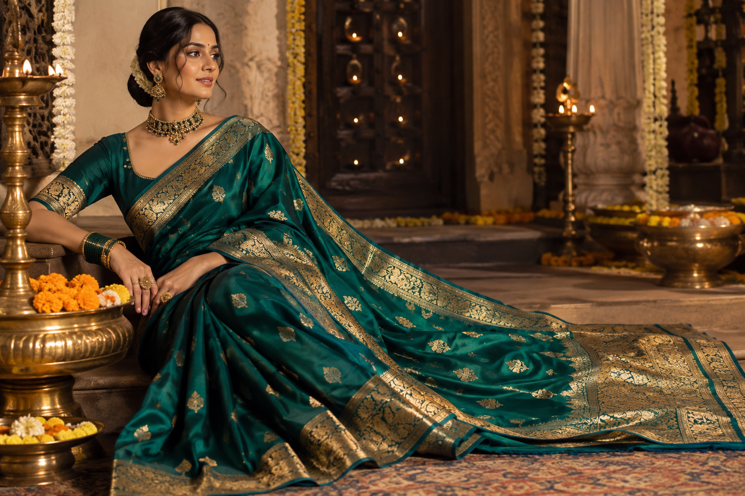 Peacock Green Sarees