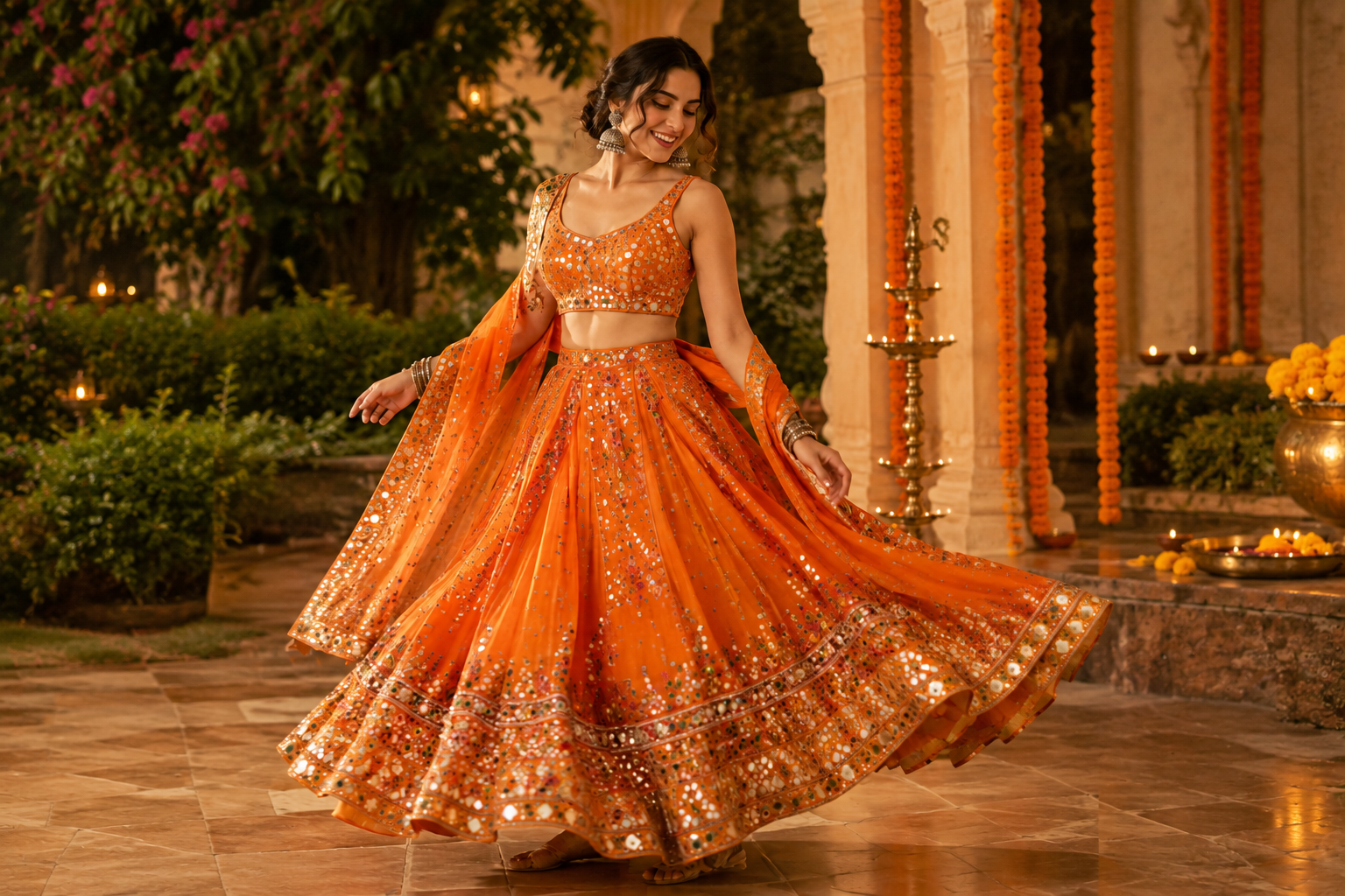 Orange Chaniya choli